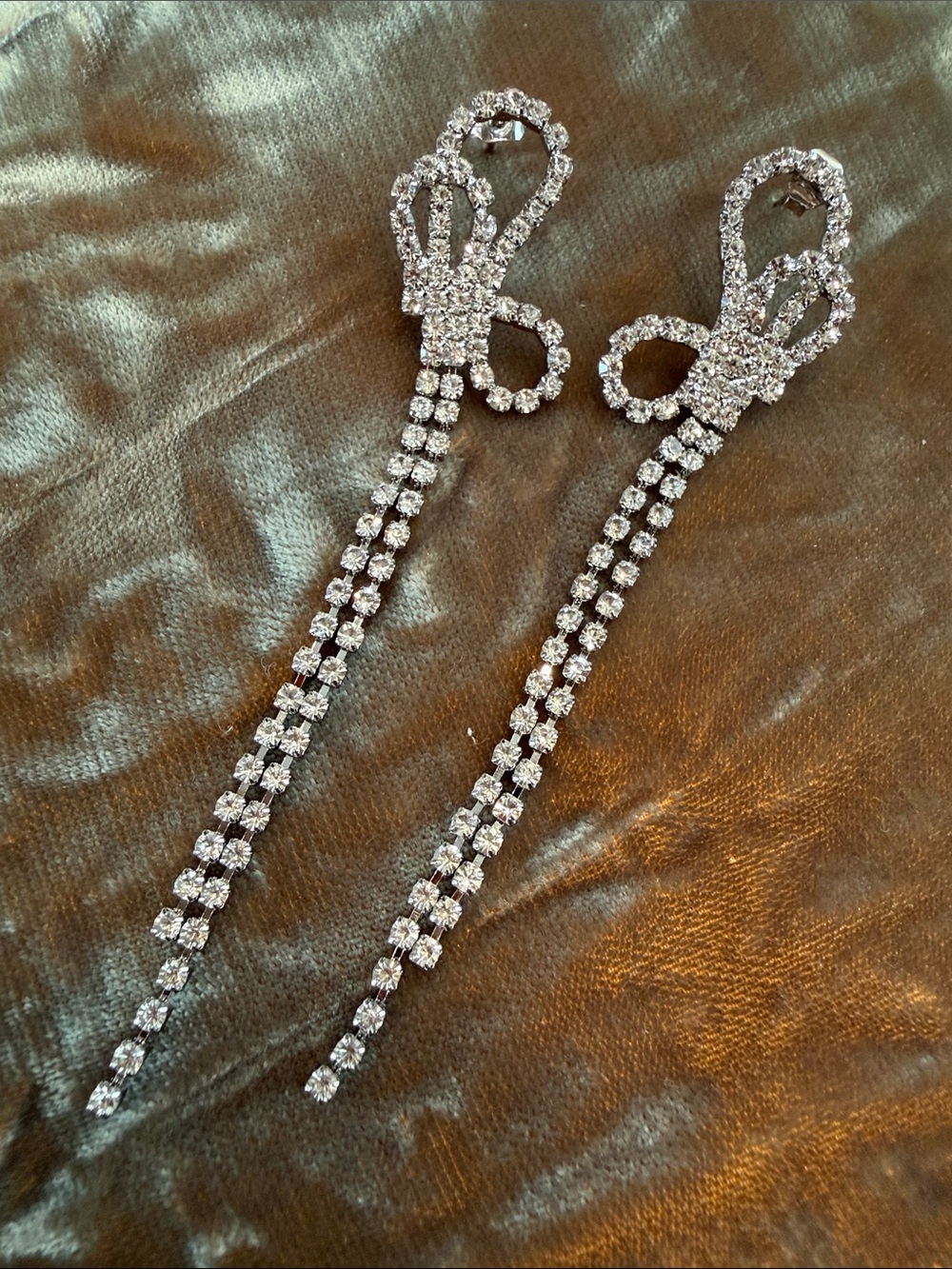 Crystal Bow Rhinestone Chandelier- Sparkling Earrings